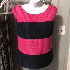 Ann Taylor pink and navy blouse size small petite